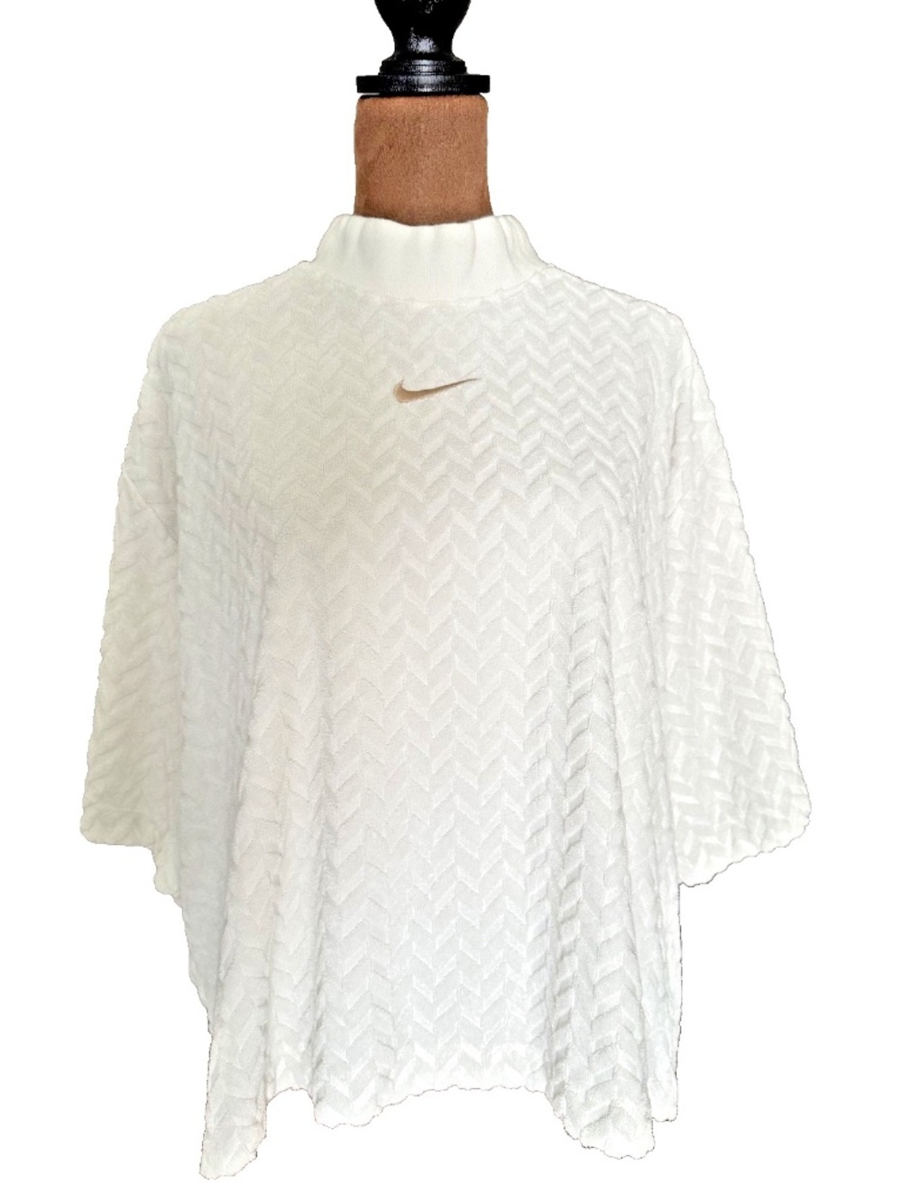 Nike Sportswear Women's Everyday Jacquard Boxy Mock Neck Top White XL Used